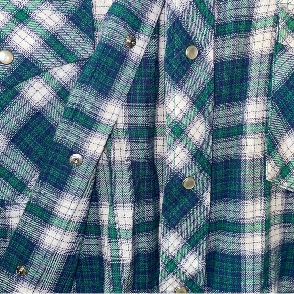 Wrangler Plaid Pearl Snap Cotton Button Up Wrancher Shirt Size XXL - Picture 6 of 8